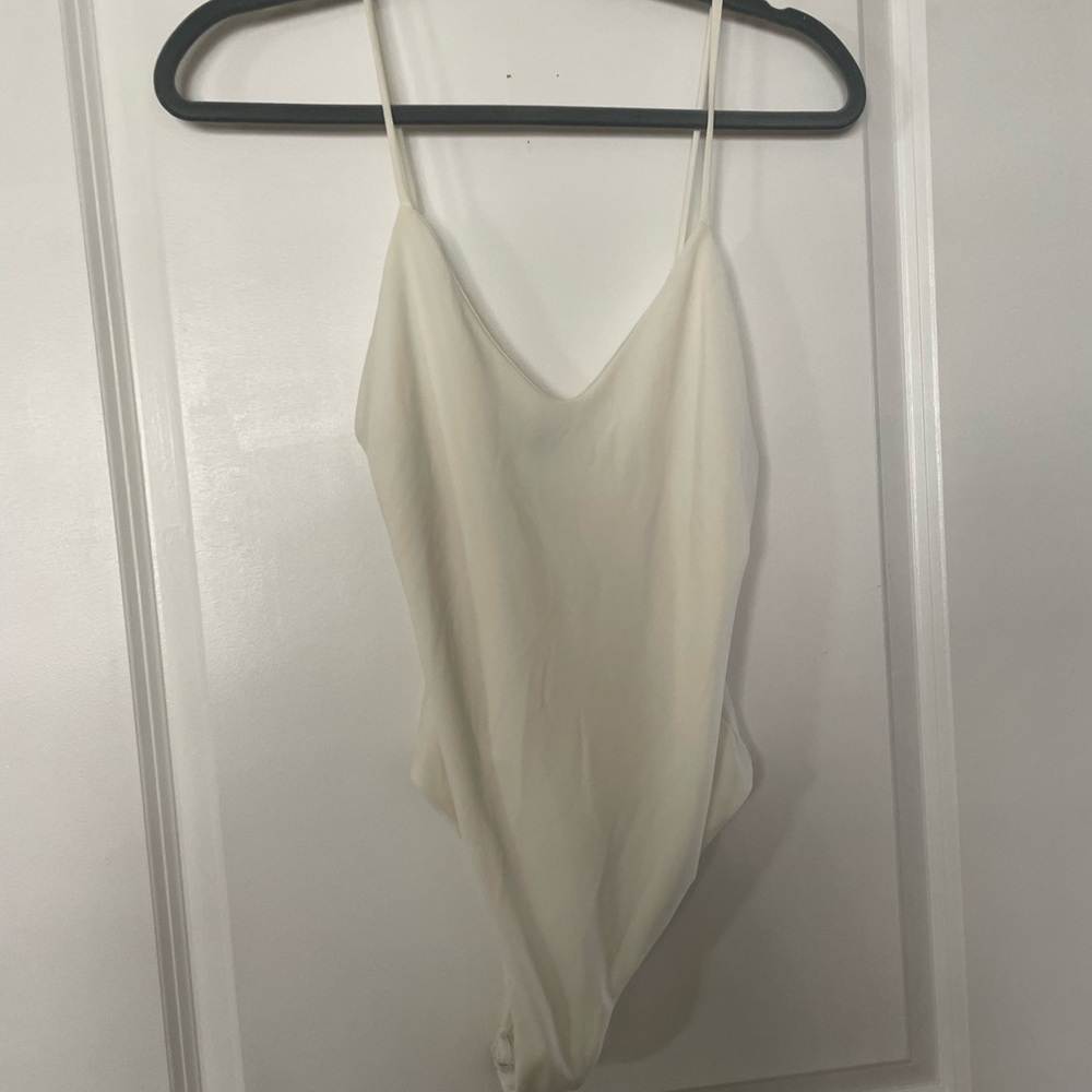 White/Cream V Neck Bodysuit